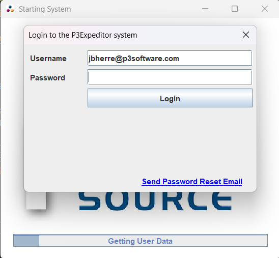 The P3Expeditor User Info Prompt
