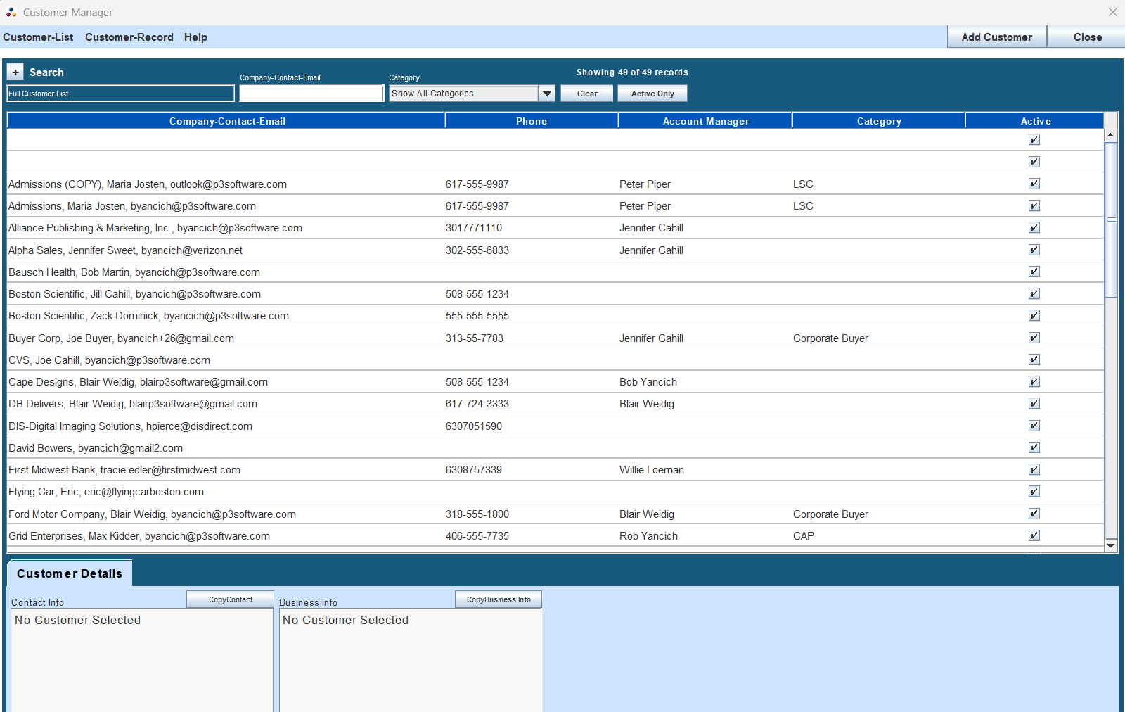 Customer List Overview