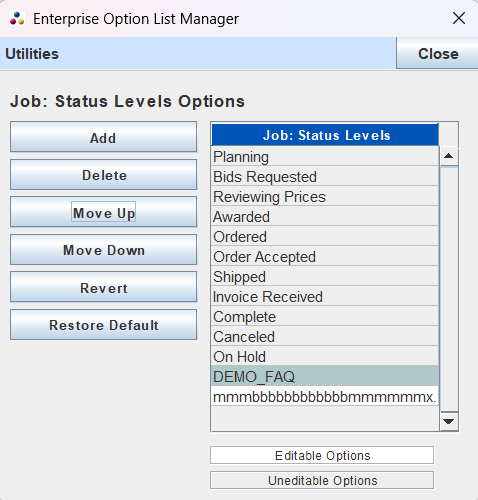 Option List Manager
