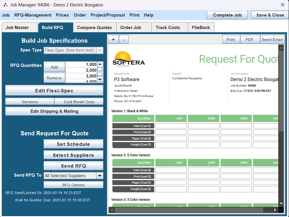 Build RFQ Tab Build RFQ Tab